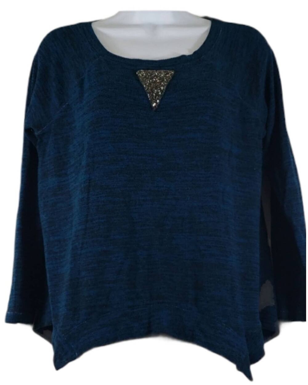 Juicy Couture Teal/Black Shark Bite Bling Long Sleeve Top Small